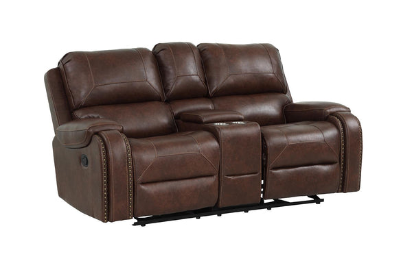 New Classic Furniture Taos Glider Console Loveseat with Power Footrest in Caramel image
