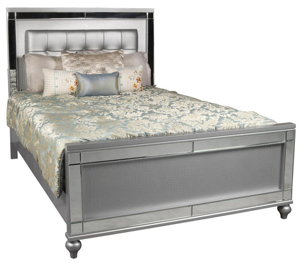 New Classic Furniture Valentino King Upholstered Lighted Bed in Silver image