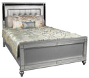 New Classic Furniture Valentino King Upholstered Lighted Bed in Silver