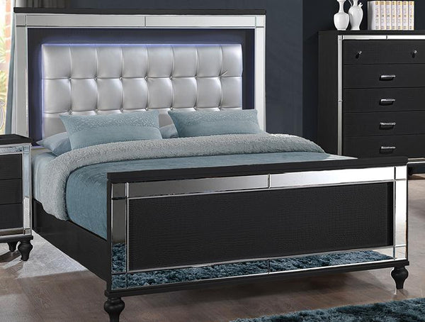 New Classic Furniture Valentino Twin Lighted Panel Bed in Black image