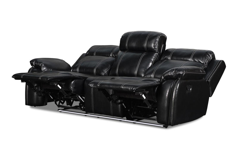 New Classic Fusion Dual Recliner Sofa with Power Foot Rest in Ebony