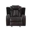 JOSHUA LEATHER GLIDER RECLINER - DK BROWN