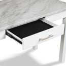 CELESTE DESK W/WHITE/GRAY FAUX MARBLE TOP-WHITE BASE