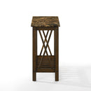 EDEN CHAIRSIDE TABLE-BROWN W/GRAY FAUX MARBLE TOP