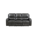LINTON LEATHER SOFA W/DUAL RECLINER-GRAY