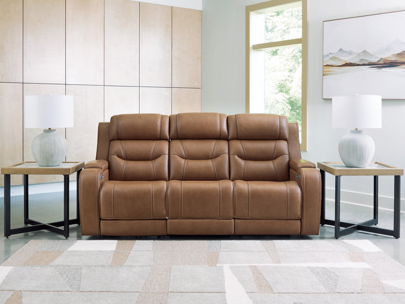 Knightington Power Reclining Sofa with Audio Seating (Color: Caramel)