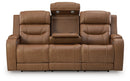 Knightington Power Reclining Sofa with Audio Seating (Color: Caramel)