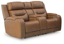 Knightington Power Reclining Loveseat with Audio Seating (Color: Caramel)