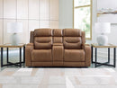 Knightington Power Reclining Loveseat with Audio Seating (Color: Caramel)