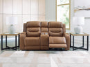Knightington Power Reclining Loveseat with Audio Seating (Color: Caramel)