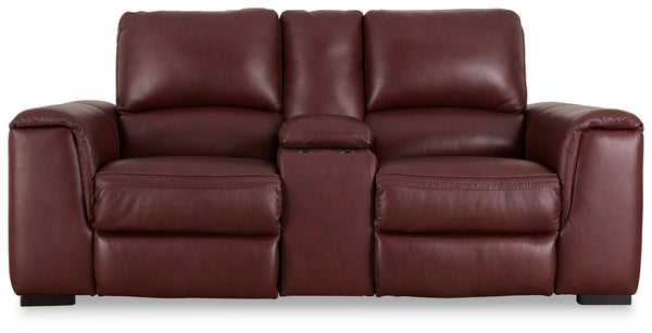Alessandro Power Reclining Loveseat with Console (Color: Garnet)