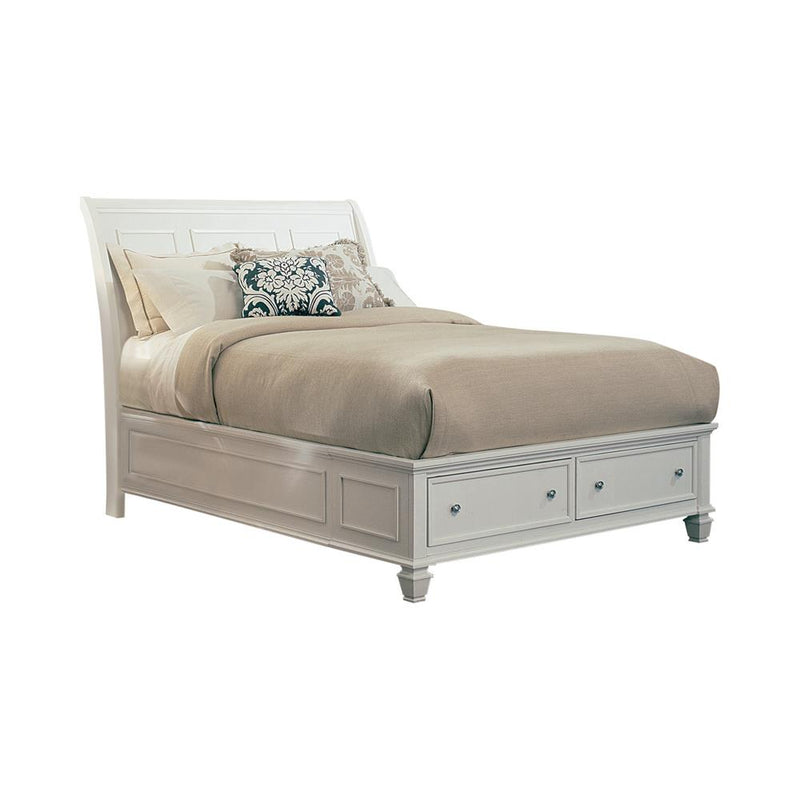 Sandy Beach White Queen Sleigh Bed With Footboard Storage image