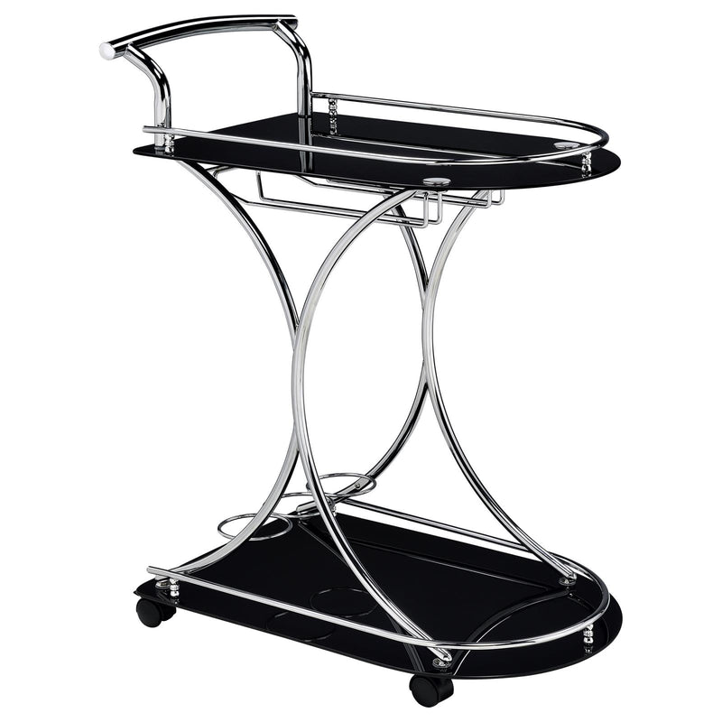 Chrome and Black Serving Cart image