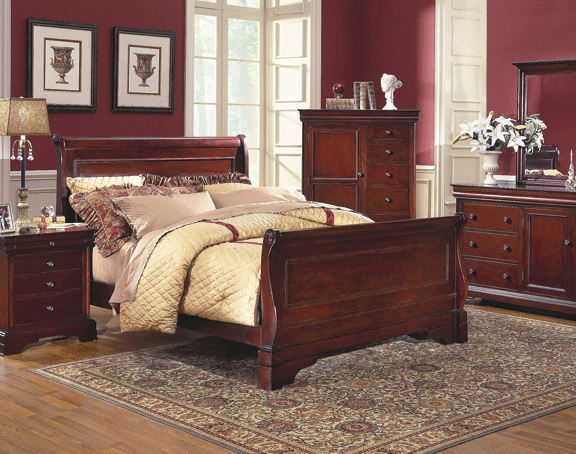 New Classic Versaille California King Sleigh Bed in Bordeaux image